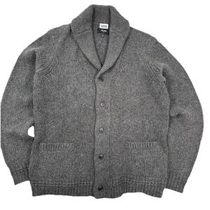 Jack Spade Cardigan Wool Sweater Mens XL Charcoal Gray Button Up Grandpa Knit